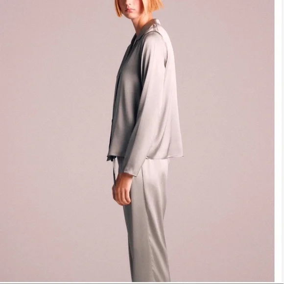 NWT Zara 100% Silk Gray Shirt - Picture 4 of 13